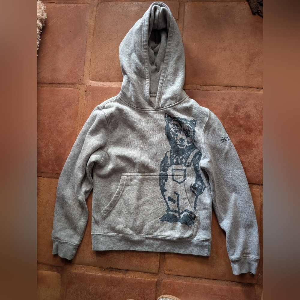 Gray Hoodie with Bear Graphic